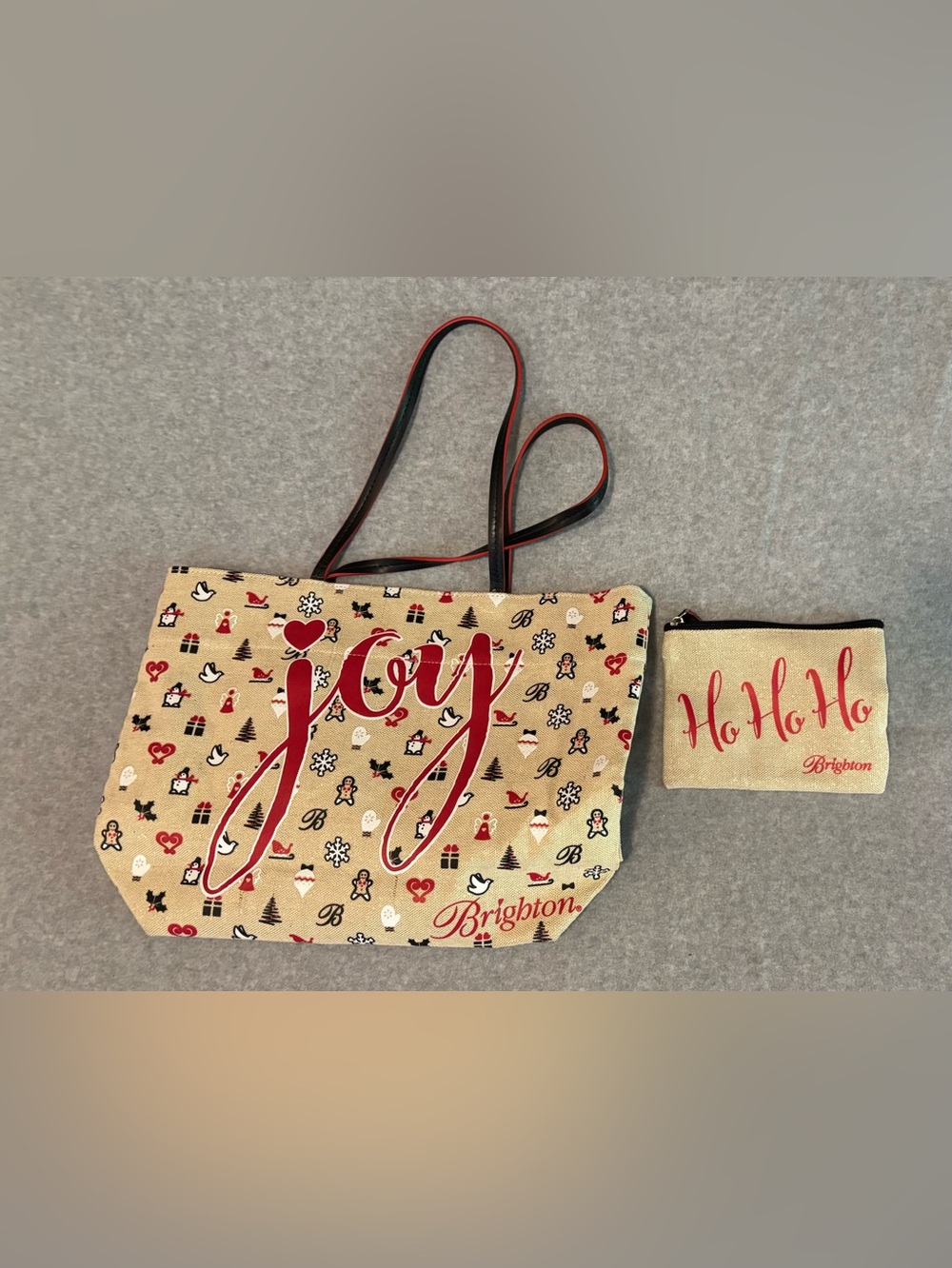 Brighton Christmas Joy Canvas Tote Bag With Matching Zipper Pouch